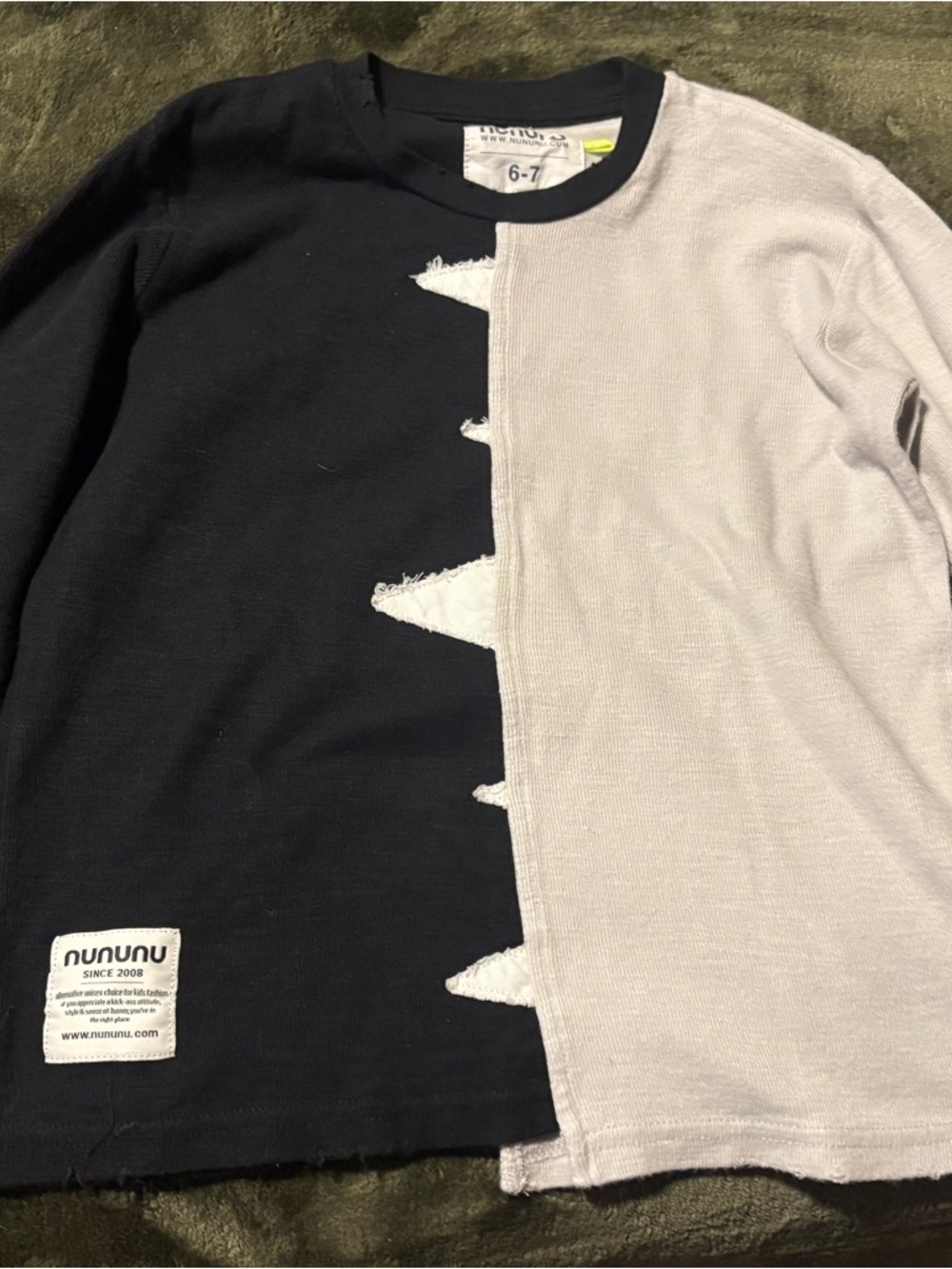 nununu Black & Off White Contrast Knit Top with Label Detail
